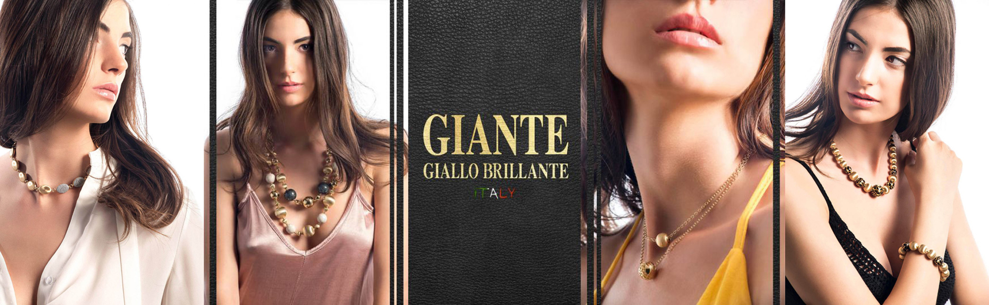 Giante Giallo Brillante Italy Gioielli in Oro Logo e foto modella